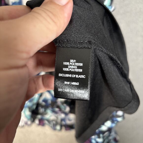 Torrid Womens Size 0 (L) Mini Ruffle Trim Dress Chiffon Floral Blue Swirl Ditsy - Picture 7 of 15